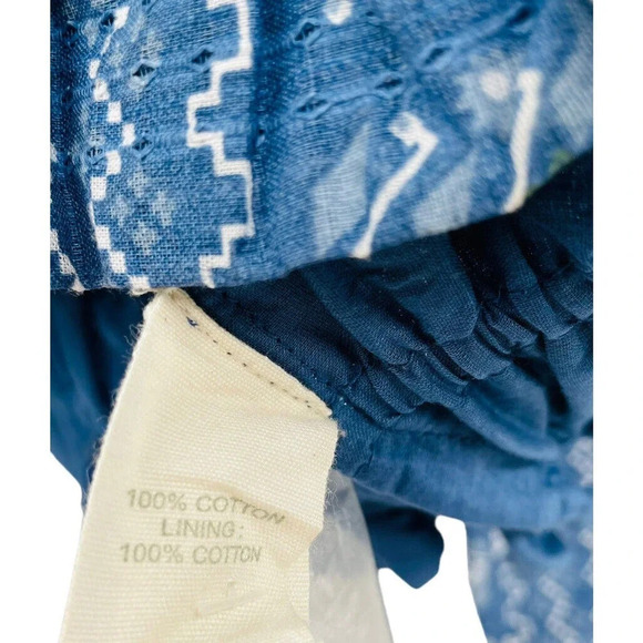 Anthropologie Forever That Girl Blue Floral Smocked Blouse Ruffled Size Small - Picture 8 of 11